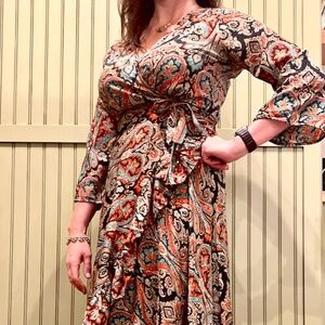 Cienna Chey Paisley Silk Wrap Dress S
